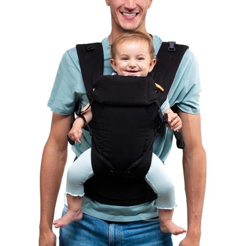 Beco Baby Carrier - Gemini Baby Carrier from Newborn to Toddler - Certified Ergonomic Newborn Baby Carrier for Infants and Children of 7-35 lbs - M Shape, Adjustable Seat, 100% Cotton (Metro Black)