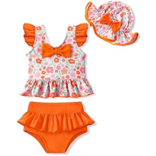 HONGTEYA Baby Girl Swimsuit Toddler Bathing Suit Girl Summer Beach Bikini Sun Protection Easy Dry Size 3M-5t