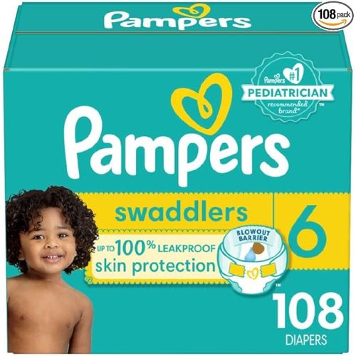 Pampers Baby Diapers - Swaddlers - Size 6, 108 Count, Ultra Absorbent Disposable Infant Diaper