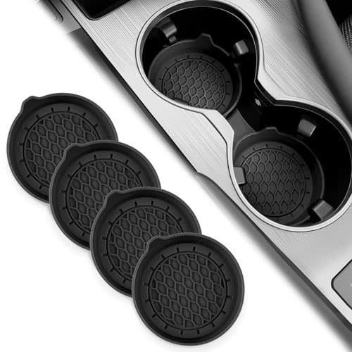 SINGARO Car Cup Holder Coaster, Silicone Cup Holder Insert, Universal Non-Slip Cup Holders, Car Accessories Interior for Women and Man Interior Sets 4 Pack Black