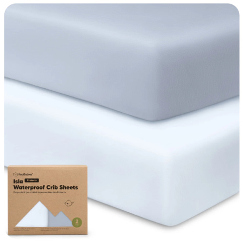 Flax Blue - 2-Pack Isla [Protect+] Waterproof Crib Sheets