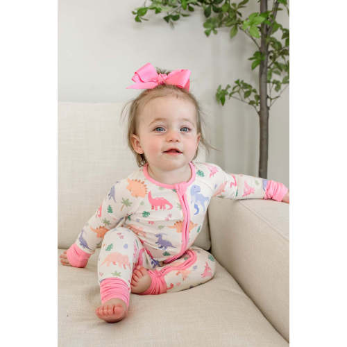 Convertible Bamboo Zip Romper in Little Fossil Pink | Caden Lane