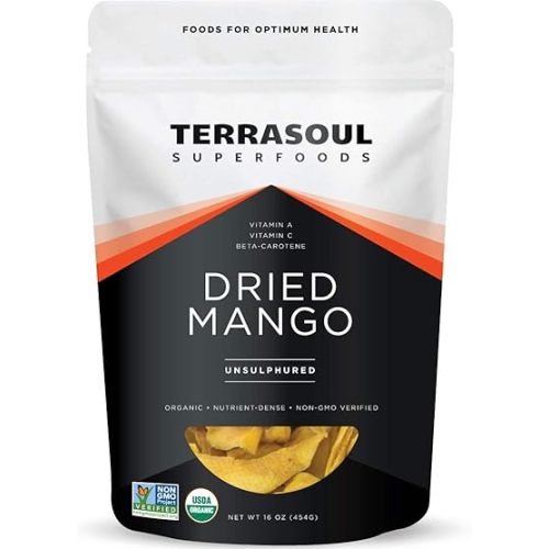 Terrasoul Superfoods Organic Dried Mango Slices, 16 Oz - Naturally Sweet & Tart | No-Added Sugar | Healthy Prebiotic