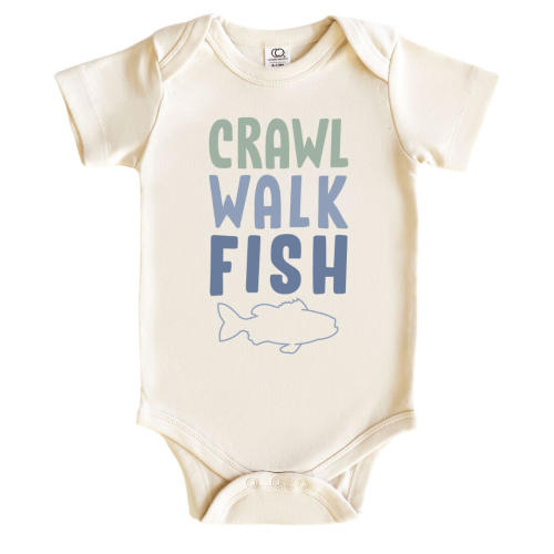 Crawl, Walk, Fish Graphic Bodysuit | Natural