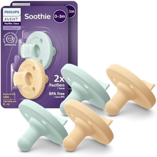Philips Avent Soothie Baby Pacifier for 0-3 Months, BPA-Free, 4-Pack