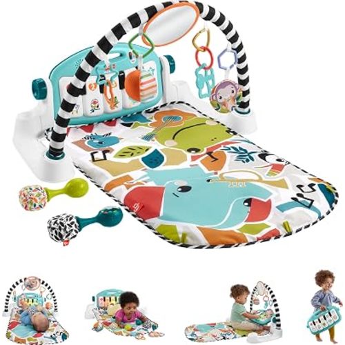 Fisher-Price Glow and Grow Kick & Play Piano Gym, Blue, Ages 0+ Months