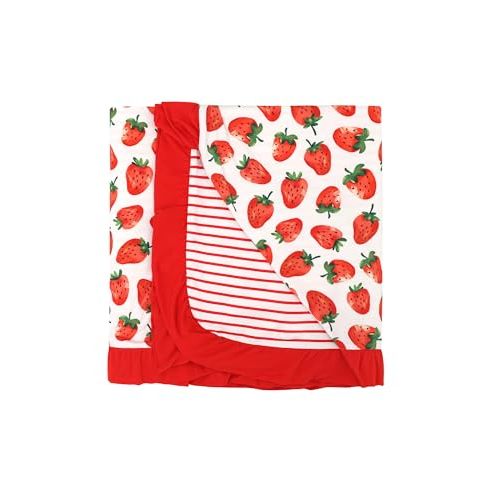 Premium Baby Blankets, Soft Viscose from Bamboo Blanket for Girls, Nursery Crib Bedding Quilt for Newborn and Toddler, Ruffle Blanket Cooling for Hot Sleepers, 50''x50'' Strawberry