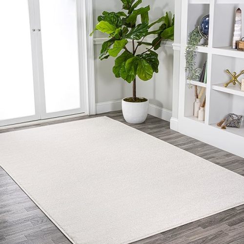 JONATHAN Y Haze Solid Low-Pile Cream Indoor Area Rug 8x10, Coastal,Bohemian,Minimalist,Classic, Easy-Cleaning for Living Room,Bedroom,Kitchen,Pet Friendly,Non-Shedding (SEU100T-8)