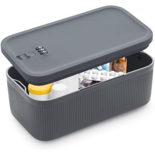 Lockable Storage Box, Small Lock Box with Combination Code for Phone/Medicine Safe/Food Home/Refrigerator/Office/Personal Items/Travel/Gift,9.25 x 5.04 x 3.62’’