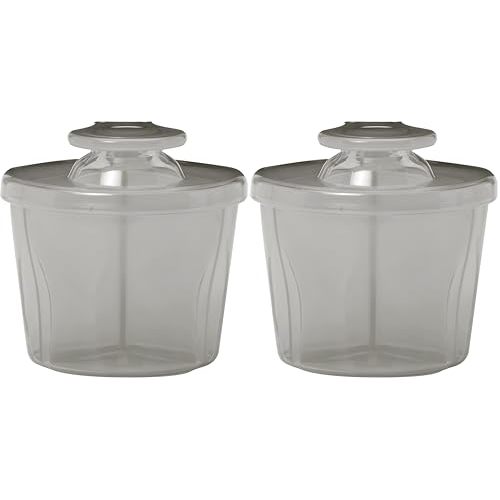 Dr. Brown's Baby Formula Dispenser with Snap-On Lid for On-The-Go Feedings,Milk Powder Dispenser for Traveling with Infant,Gray (Pack of 2)