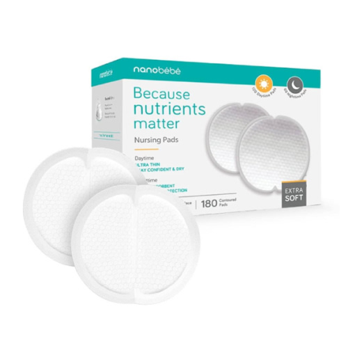 Nanobébé Disposable Nursing Pads Multipack – 120 Days and 60 Nights Ultra Thin & Extra Absorbent Vented Leak Proof Nursing Essentials, Individually Wrapped (180 Count)