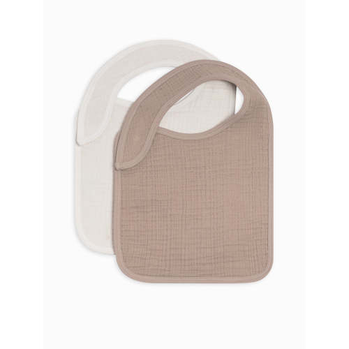 2-Pack Muslin Bibs - Beige and Coconut