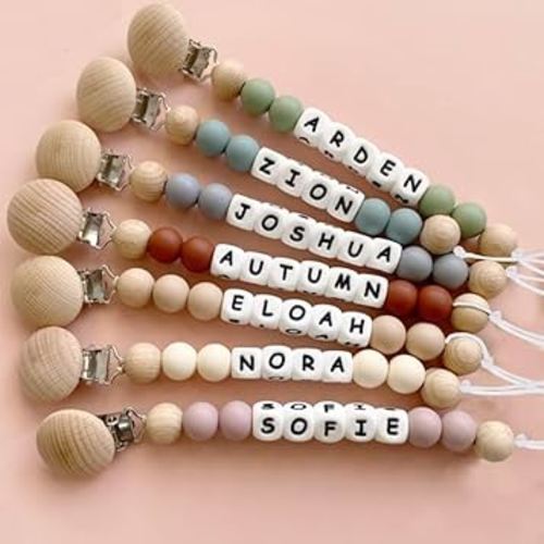 Personalized Pacifier Clip with Name, Customized Pacifier Clip Monogram Silicone Chain for Baby Girl Boys