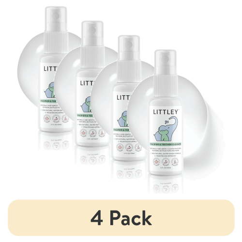 (4 pack) Think Smarter Products Littley Pacifier & Teether Cleaner, Hypochlorous Acid, Non-Toxic, 2oz Spray