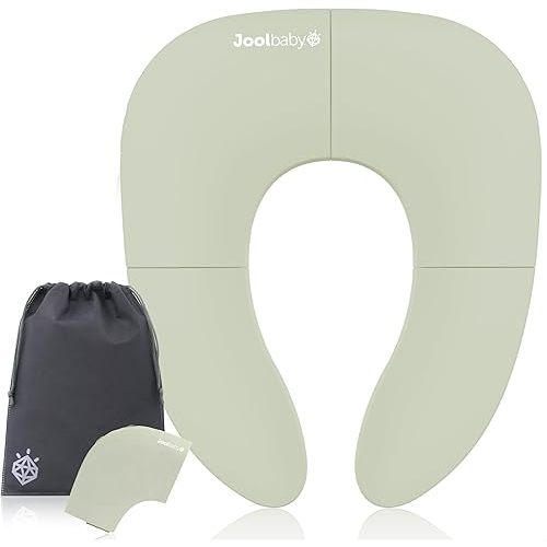 Jool Baby PASSPORT Folding Travel Potty Seat for Training Toddlers - Fits Every Toilet Securely - NEW Pull Tab for Easy Removal (Sage)