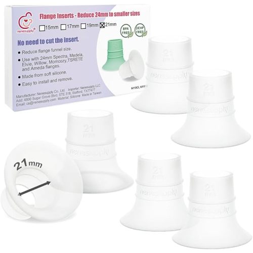 Nenesupply 2nd Generation 19mm 6pc Flange Inserts Compatible with 24mm Flange of Elvie Stride Spectra Momcozy Willow Reduce 24mm to 19mm Not Original Elvie