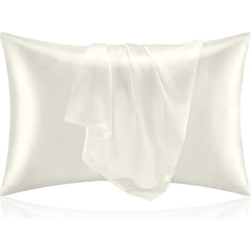BEDELITE Satin Pillowcase for Hair and Skin, Super Soft and Cooling Similar to Silk Pillow Cases 2 Pack with Envelope Closure, Gift for Women Men(20"x40" King Size, Ivory)