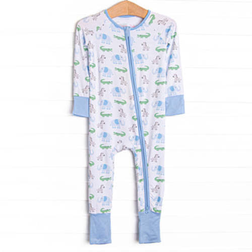 Zoo Park Pals Bamboo Zippy Pajama, Blue – Stitchy Fish