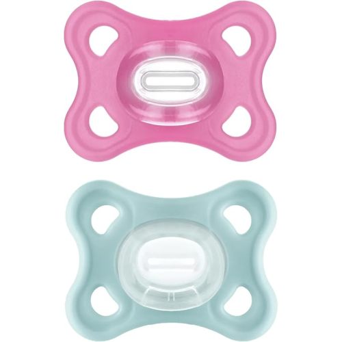 MAM Comfort Baby Pacifiers 3-12 Months Babies, Lightweight One-Piece Full Silicone Binky, BPA-Free Nipple, Easy to Clean Pacifier, Best for Breastfed Babies, 2 Count, Sterilizer Case, Made in Europe