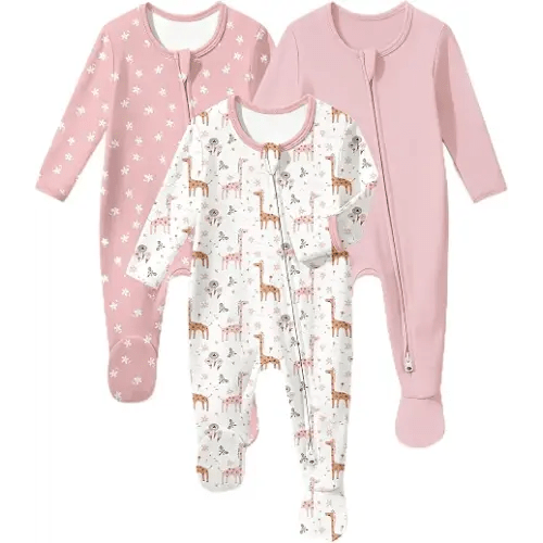 FILLEEP Baby Sleepers 100% Organic Cotton Pajamas for Newborn 0-3 3-6 6-9 Months Boys Girls Clothes Footed Pjs