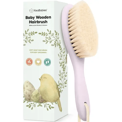 Wooden Baby Hair Brush for Toddler, Infant Cradle Cap (Thistle, Regular)
