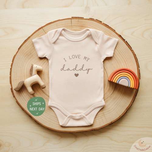 I love My Daddy Onesie®, New Daddy Baby Bodysuit, Baby Announcement Onesie®, Gift for New Dad's, Cute Family Baby Outfit, Natural Onesie®