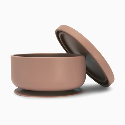 AEIOU Suction Bowl with Lid - Clay