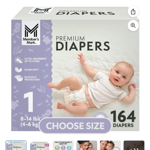 Member's Mark Premium Baby Diapers, Sizes Newborn - 8 - Samsclub.com