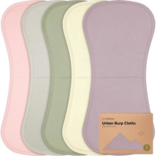 Organic Burp Cloths Baby Boy & Girl - 5-Pack Super Absorbent Cotton Burping Cloths for Babies, Soft & Plush Newborn Spit Up Rags, Infant Towels for Milk Spit Up, Unisex, Large 21" x 10" (Embrace)