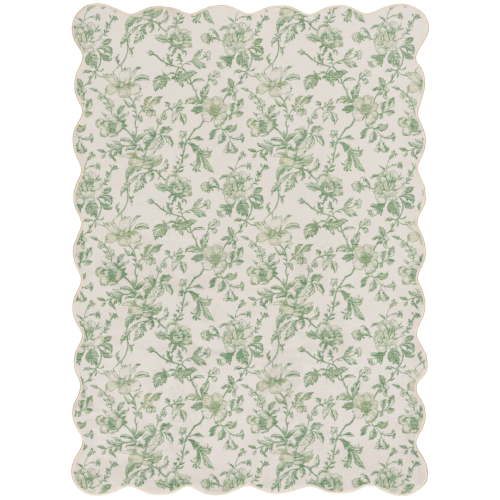 Mainstays Green Floral Faux Fur Scalloped Indoor Area Rug, 4'x5'6"