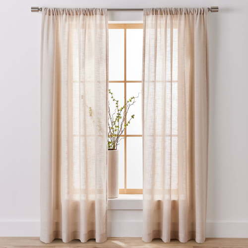 Better Homes & Gardens Light Filtering Linen Blend Rod Pocket Curtain, Single Panel, Papyrus Beige, 50" W x 84" L