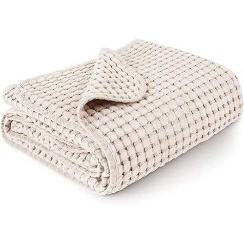 Konssy Waffle Baby Blanket - Soft & Cozy Nursery Swaddle Blanket, Lightweight Toddler Throw for Boys & Girls, Ideal for Wrapping (Oat)