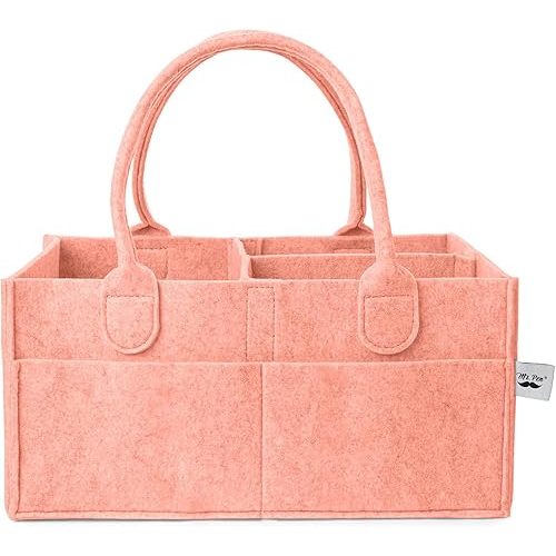 Mr. Pen- Baby Diaper Caddy Organizer, 1 Pack, Coral, Baby Caddy Organizer with Handle, Compact Size, Collapsible & Portable