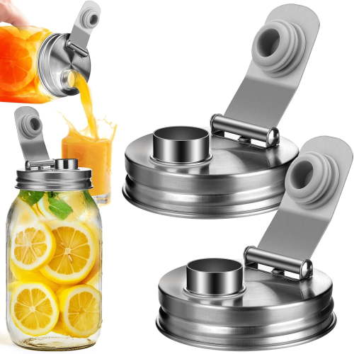 otnbgsr Mason Jar Pour Spout Lid Stainless Steel, Regular Mouth Flip Cap Lid with Airtight Seal, Leak Resistant Cover for Pouring and Storage