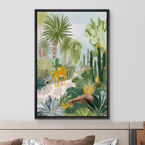 IDEA4WALL Bright Preppy Animals Tropical Island Rainforest Desert Landscape Cheetah Cat Animals Modern Boho Style Preppy | Wayfair