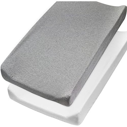 HonestBaby Organic Cotton Changing Pad Covers (Set of Two), Gray Heather, One Size