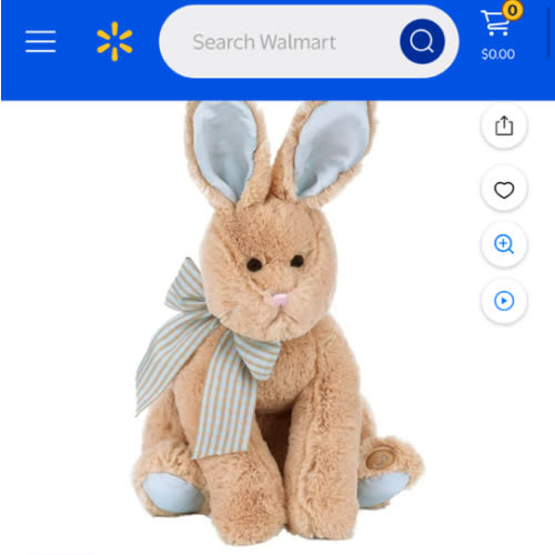 Bearington Baby Bunny Tail Plush Stuffed Animal Bunny with Rattle, 8 inches, Easter Bunny Rabbit, Easter Gift - Walmart.com