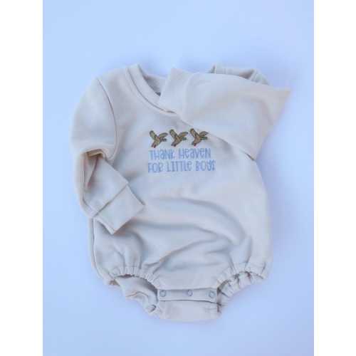 Embroidered Baby Romper: Duck Design, Neutral Baby Boy Outfit