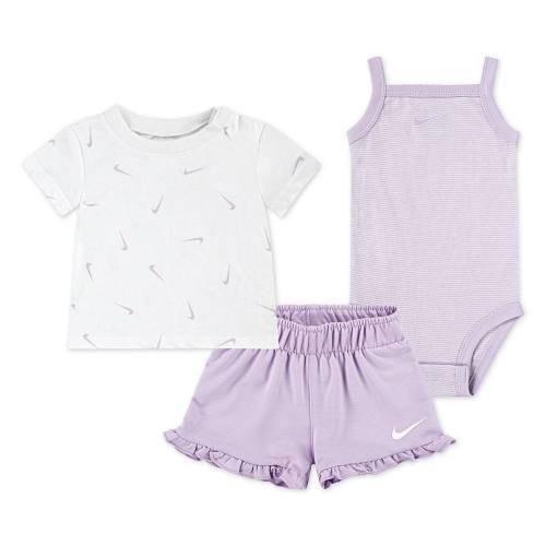 Newborn Baby Girls Nike Essentials Bodysuit T-Shirt & Shorts 3-Piece Set