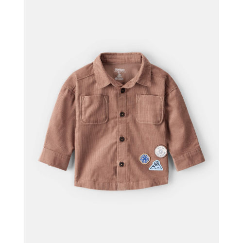 Baby Boy Camping Badges Corduroy Button-Down Shirt - Brown - OshKosh B'gosh | Carter's