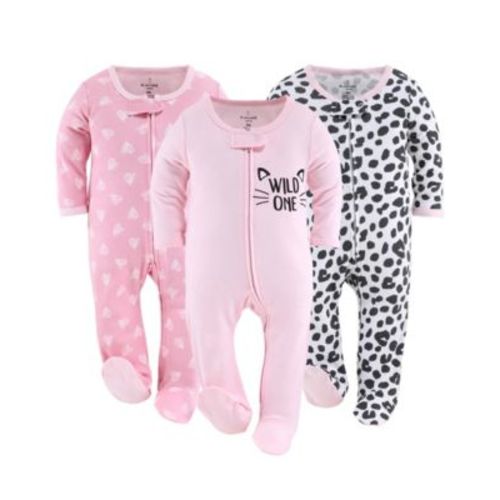 Baby Girls Sleep n Play Footed Pajamas Sleepwear Set, 6-9 Months, Newborn, 3-Pack