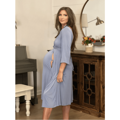 Lila Labor & Postpartum Gown in Periwinkle Blue