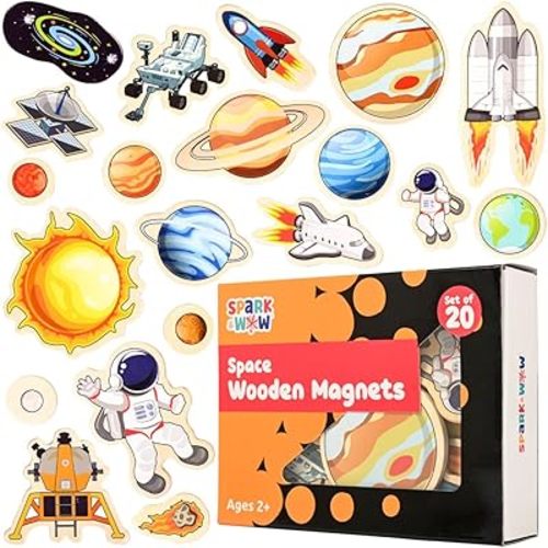 SPARK & WOW Wooden Magnets, Space, Set of 20