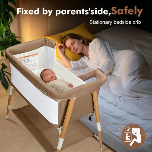 Isabelle & Max™ Baby Bassinet, 3 In 1 Bedside Bassinet Sleeper For Newborn, Portable Baby Crib With 4 Detachable Wheels, Breathable Mesh & Mattress, Mosquito Net& Storage Basket ,Khaki | Wayfair