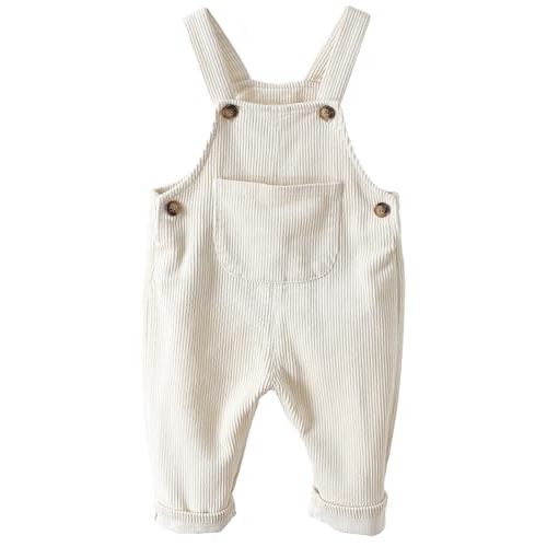 Happy Cherry Infant Baby Boy Girl Corduroy Overalls Romper Adjustable Button Suspender Big Pants Plain Romper Outfit Clothes