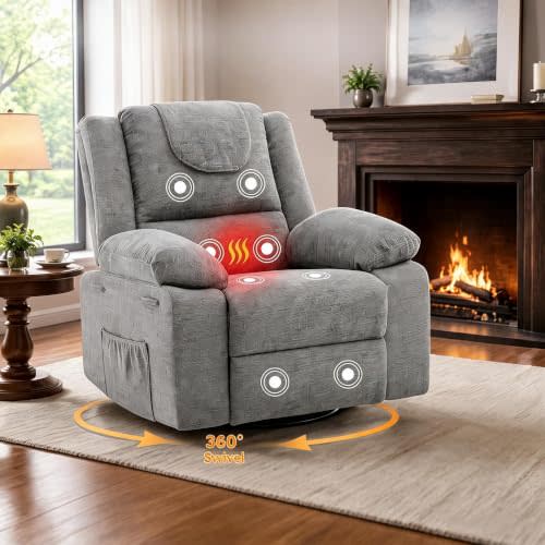 Garvee Oversized Recliner Chair with Massage, Heat & 360° Swivel Rocker | Oversized Recliner Chair with Massage, Heat & 360° Swivel Rocker