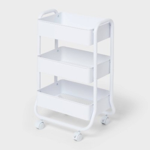 3 Tier Metal Utility Cart Small White - Brightroom™