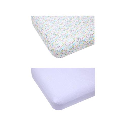 2 Pack Organic Cotton Fitted Cot Sheets - Floral - One Size