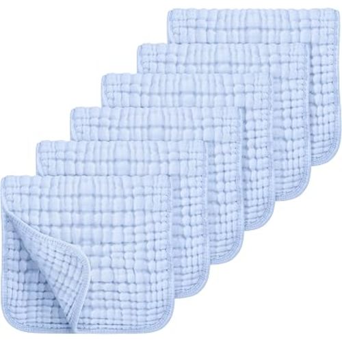 Looxii Muslin Baby Burp Cloths, Absorbent Brup Rags 6 Pack Set for Baby