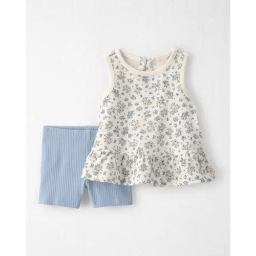 Baby Girl 2-Piece Top & Short Set Made with Organic Cotton in Spring Bloom Print  - Little Planet | Carter's